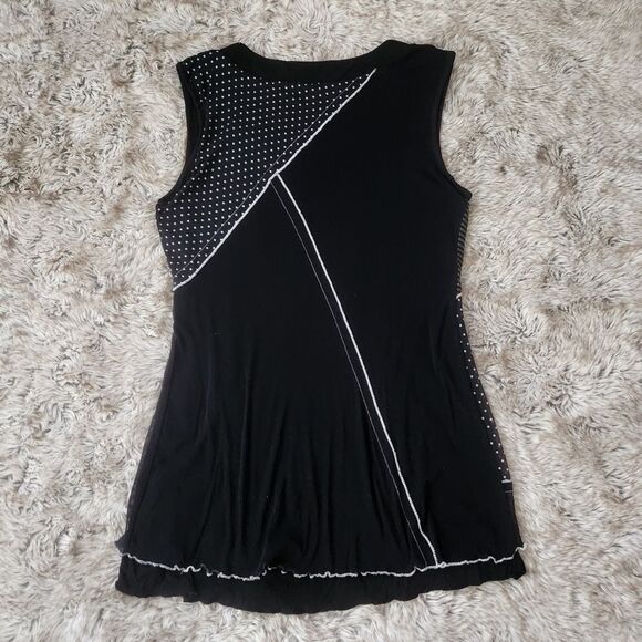 Violet Ruby Patchwork Pattern Mixed Black and White Tunic Tank Top Size Small - Picture 7 of 9